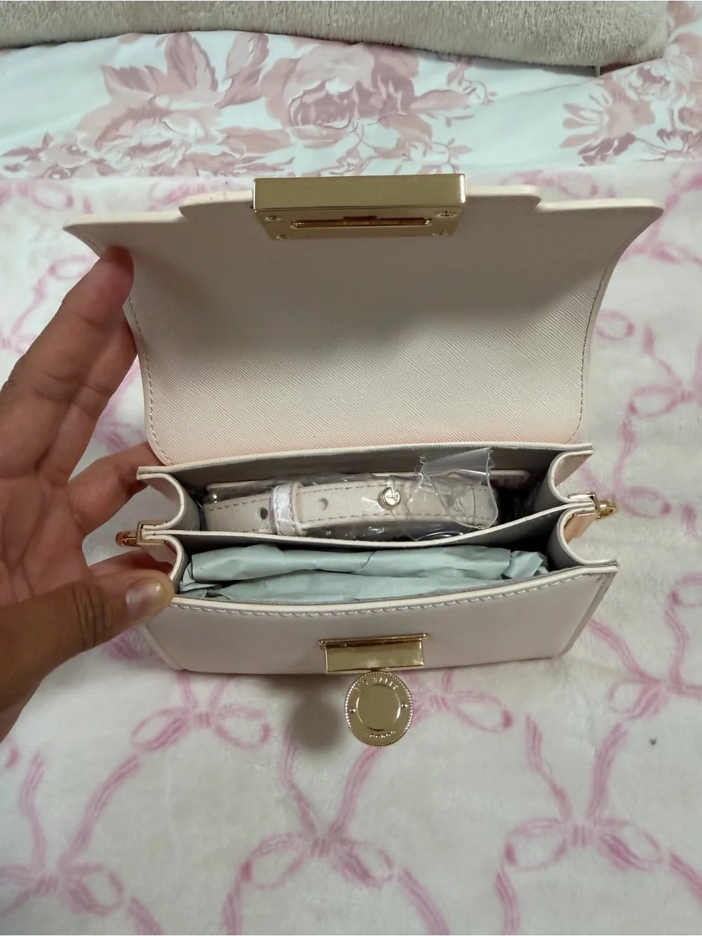 Ted Baker Elegant Top-Handle Mini Bag in Blush Pink